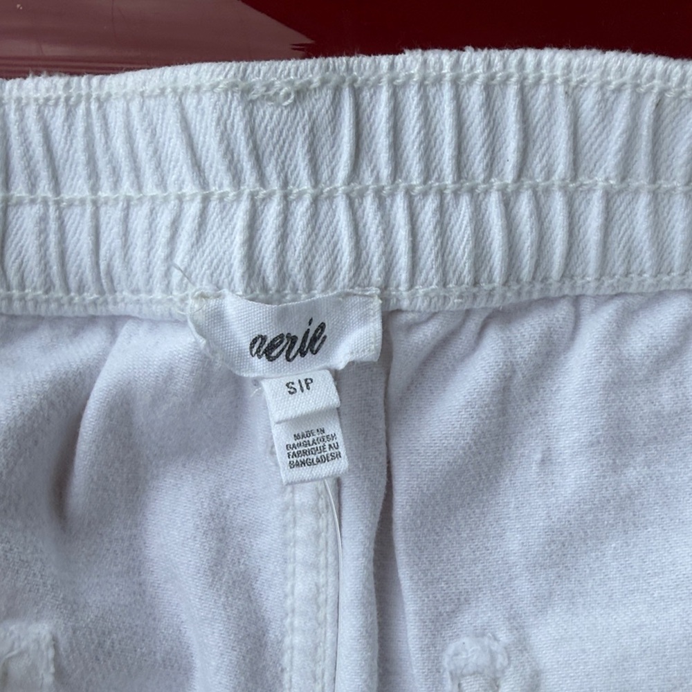 aerie White Distressed Cutoff Denim Shorts - Picture 3 of 4